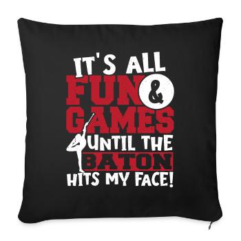 Bâton Twirling Bâton Twirler Cadeau - Housse de coussin décorative 45 x 45 cm - noir - Devant
