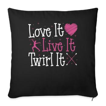 Bâton Twirling Bâton Twirler cadeau - Housse de coussin décorative 45 x 45 cm - noir - Devant