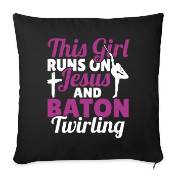 Bâton Twirling Bâton Twirler cadeau - Housse de coussin décorative 45 x 45 cm - noir - Devant