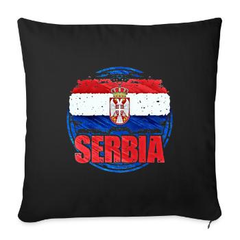 Serbia - Sofa pillowcase 17,3'' x 17,3'' (45 x 45 cm) - black - Front