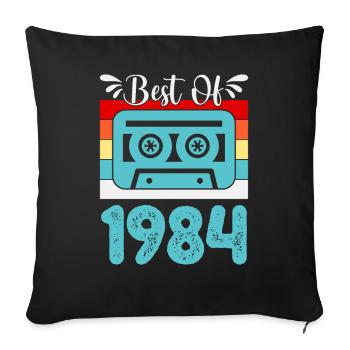 Best Of the Year 1984 Retro Music Cassette - Sofa pillowcase 17,3'' x 17,3'' (45 x 45 cm) - black - Front