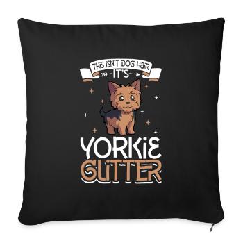 Yorkie Glitter - Sofa pillowcase 17,3'' x 17,3'' (45 x 45 cm) - black - Front