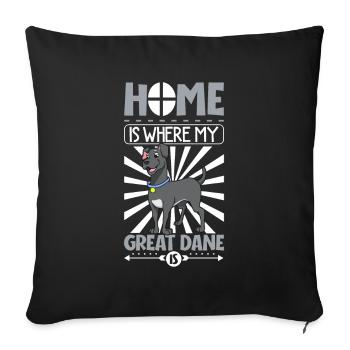 Home is where my Great Dane is - Deutsche Dogge - Sofa pillowcase 17,3'' x 17,3'' (45 x 45 cm) - black - Front
