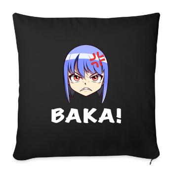 Angry Anime Face Emoji Baka! - Anime Shirt - Sofa pillowcase 17,3'' x 17,3'' (45 x 45 cm) - black - Front