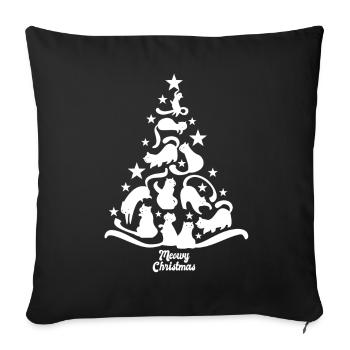 Meowy Christmas - Cat - Christmas Tree Gift - Sofa pillowcase 17,3'' x 17,3'' (45 x 45 cm) - black - Front