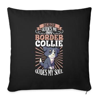 Jésus et mon Border Collie - Housse de coussin décorative 45 x 45 cm - noir - Devant