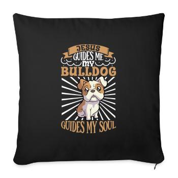 Jésus et mon bouledogue - Housse de coussin décorative 45 x 45 cm - noir - Devant