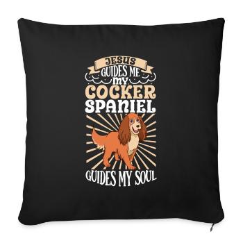Jésus et mon Cocker Spaniel - Housse de coussin décorative 45 x 45 cm - noir - Devant