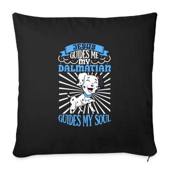 Jésus et mon Dalmatien - Housse de coussin décorative 45 x 45 cm - noir - Devant