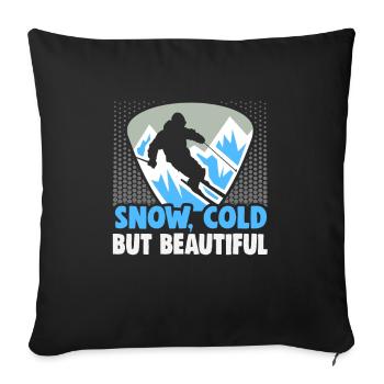 Skieurs Neige, froid mais beau Ski - Housse de coussin décorative 45 x 45 cm - noir - Devant