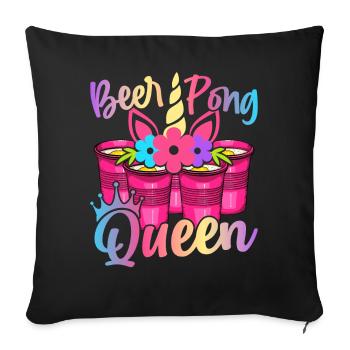 Beer Pong Girl Drinking Game - Sofa pillowcase 17,3'' x 17,3'' (45 x 45 cm) - black - Front