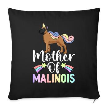 Chienne Mère Malinois Belge - Housse de coussin décorative 45 x 45 cm - noir - Devant