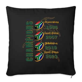 South Africa Four Time Rugby Champions - Sofa pillowcase 17,3'' x 17,3'' (45 x 45 cm) - black - Front