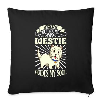 Jésus et mon West Highland Terrier - Housse de coussin décorative 45 x 45 cm - noir - Devant