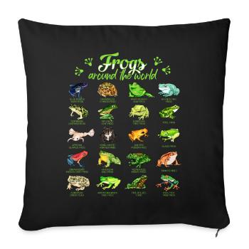 Grenouilles du monde - Grenouille - Housse de coussin décorative 45 x 45 cm - noir - Devant