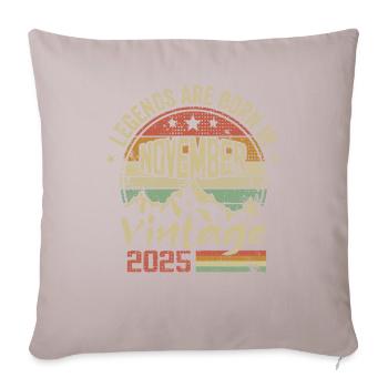 November 2025, Retro-Vintage-Geburtstagsgeschenk - Sofakissenbezug 45 x 45 cm - helles Taupe - Vorne