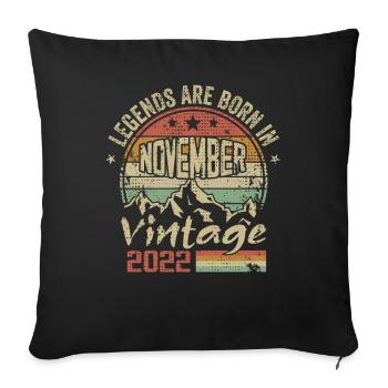 Novembre 2022, Cadeau D'anniversaire Vintage Rétro - Housse de coussin décorative 45 x 45 cm - noir - Devant