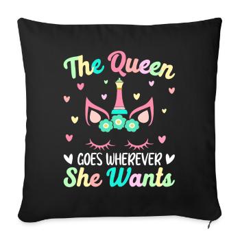 Chess Girl Chess Player - Sofa pillowcase 17,3'' x 17,3'' (45 x 45 cm) - black - Front