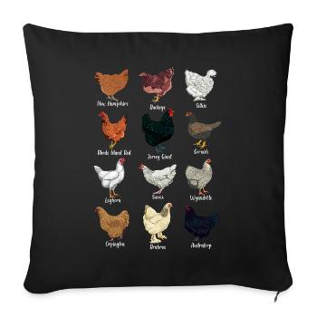 Chickens of the World - Chickens - Sofa pillowcase 17,3'' x 17,3'' (45 x 45 cm) - black - Front