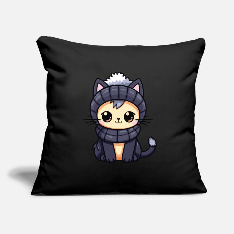 Bande dessinée d’hiver de chat Housse de coussin décorative 45 x 45 cm