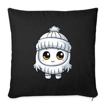 Hiver Esquimau Bande Dessinée Mignon - Housse de coussin décorative 45 x 45 cm - noir - Devant