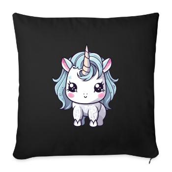 Licorne mignon bébé bande dessinée - Housse de coussin décorative 45 x 45 cm - noir - Devant