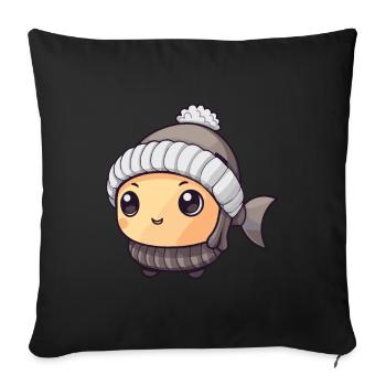 Fisch Winter Comic - Sofakissenbezug 45 x 45 cm - Schwarz - Vorne