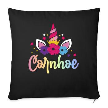 Cornhole Joueur Trou de maïs - Housse de coussin décorative 45 x 45 cm - noir - Devant