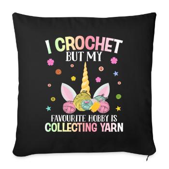 Crochet Crochet Yarn Lover - Sofa pillowcase 17,3'' x 17,3'' (45 x 45 cm) - black - Front