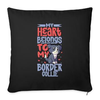 Dog Love - Border Collie - Sofa pillowcase 17,3'' x 17,3'' (45 x 45 cm) - black - Front