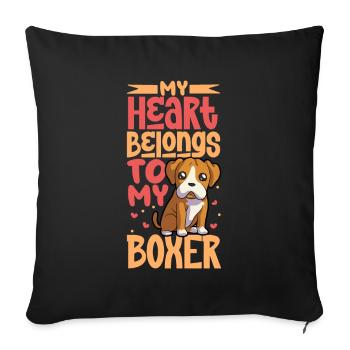 Dog Love - Boxer - Sofa pillowcase 17,3'' x 17,3'' (45 x 45 cm) - black - Front