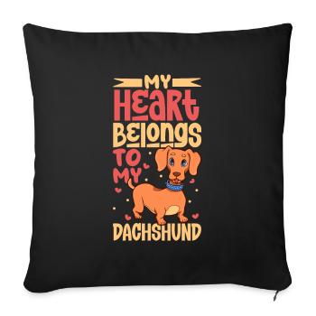 Dog Love - Dachshund - Sofa pillowcase 17,3'' x 17,3'' (45 x 45 cm) - black - Front