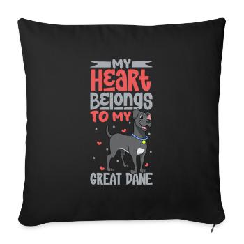 Dog Love - Great Dane - Sofa pillowcase 17,3'' x 17,3'' (45 x 45 cm) - black - Front