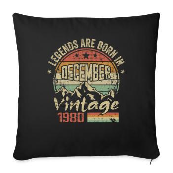 Légendes Sont Nés En Décembre 1980 - 1980 Décembre - Housse de coussin décorative 45 x 45 cm - noir - Devant