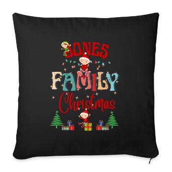 Jones Familie Weihnachten Personalisiertes Design - Sofakissenbezug 45 x 45 cm - Schwarz - Vorne