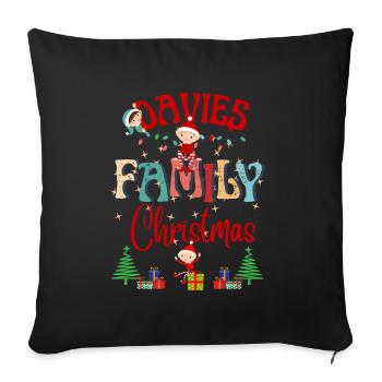 Davies Family Christmas Personalized Design - Sofa pillowcase 17,3'' x 17,3'' (45 x 45 cm) - black - Front