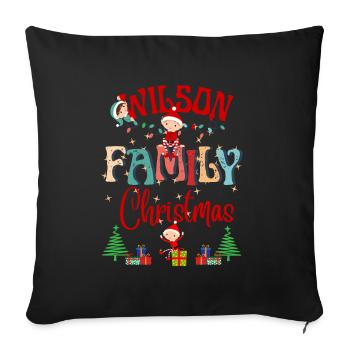 Wilson Family Christmas Personalized Design - Sofa pillowcase 17,3'' x 17,3'' (45 x 45 cm) - black - Front