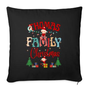 Thomas Family Personalized Christmas Design - Sofa pillowcase 17,3'' x 17,3'' (45 x 45 cm) - black - Front