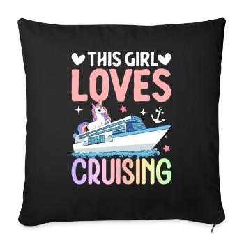 Cruise Girl Vacation - Sofa pillowcase 17,3'' x 17,3'' (45 x 45 cm) - black - Front