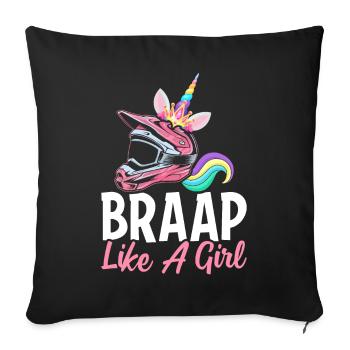 Dirt Bike Girl Female Dirt Biker - Sofa pillowcase 17,3'' x 17,3'' (45 x 45 cm) - black - Front