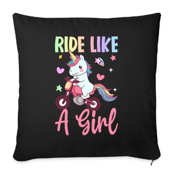 Dirt Bike Girl Female Dirt Biker - Sofa pillowcase 17,3'' x 17,3'' (45 x 45 cm) - black - Front