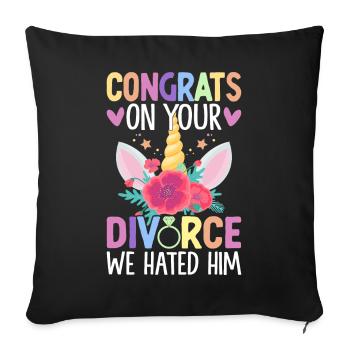 Divorce divorcé - Housse de coussin décorative 45 x 45 cm - noir - Devant