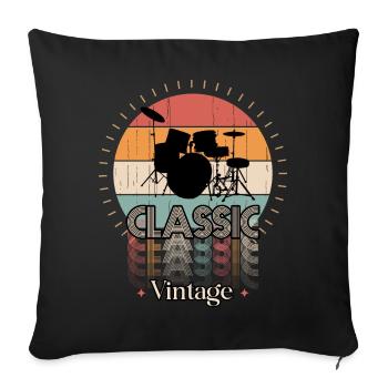 Vintage classic DRUMS - Sofa pillowcase 17,3'' x 17,3'' (45 x 45 cm) - black - Front