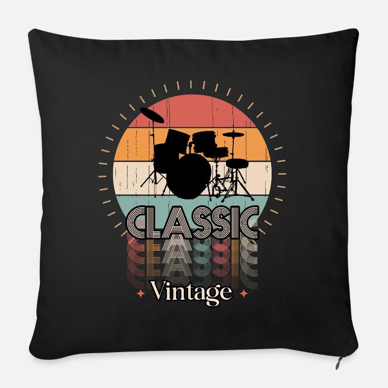Vintage-Klassiker DRUMS - Sofakissenbezug 45 x 45 cm - Schwarz