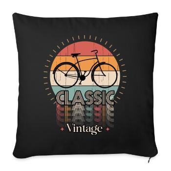 Vintage classic women's bike - Sofa pillowcase 17,3'' x 17,3'' (45 x 45 cm) - black - Front