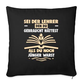 Meilleure idée de cadeau de pension pour les enseignants Étudiant - Housse de coussin décorative 45 x 45 cm - noir - Devant