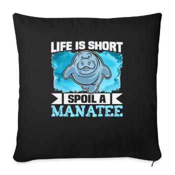 Cold Nose Warm Heart Manatee chubby manatee - Sofa pillowcase 17,3'' x 17,3'' (45 x 45 cm) - black - Front