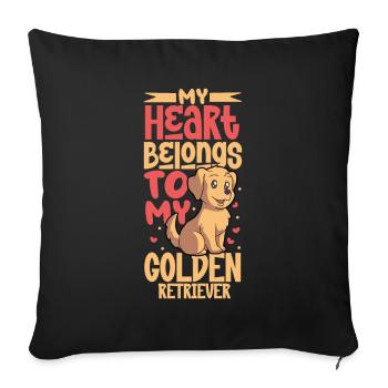 Dog Love - Golden Retriever - Sofa pillowcase 17,3'' x 17,3'' (45 x 45 cm) - black - Front