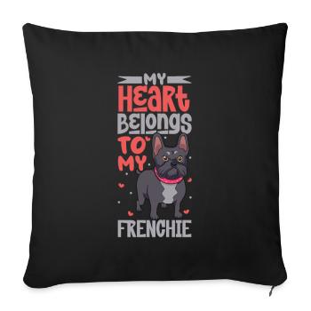 Dog Love - French Bulldog - Sofa pillowcase 17,3'' x 17,3'' (45 x 45 cm) - black - Front