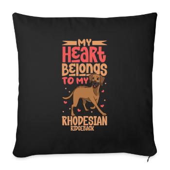 Hundeliebe - Rhodesian Ridgeback - Sofakissenbezug 45 x 45 cm - Schwarz - Vorne